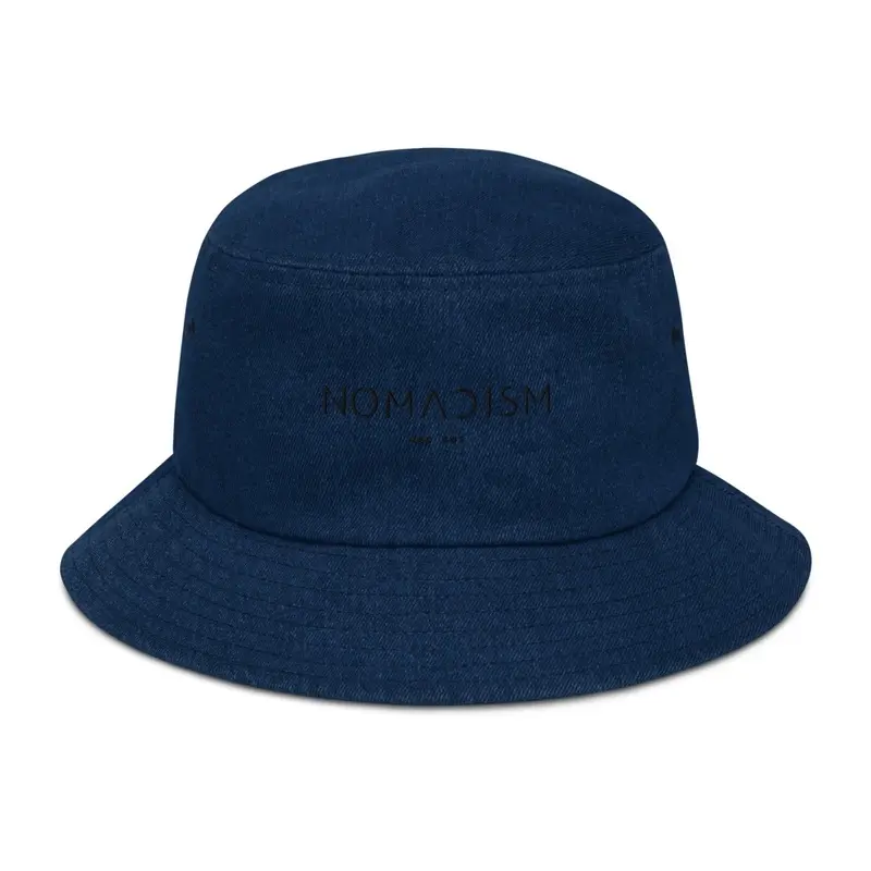 denim bucket hat black logo